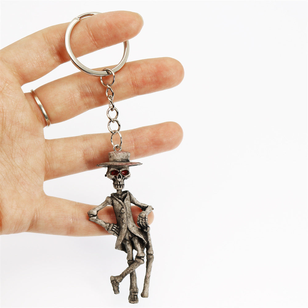 Wholesale Halloween Smoking Skull 3D Rubber Keychain